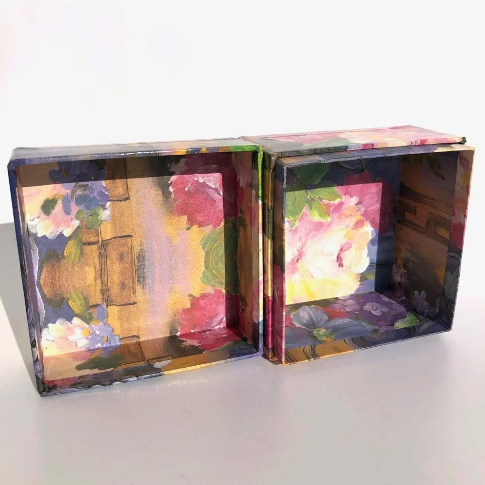 Floral Paper Covered Cardboard Trinket Box Keepsake Box storage cottagecore